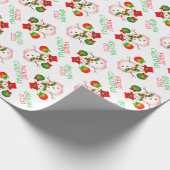 Schattigee sneeuwman op feestelijk wit of uw kleur cadeaupapier (Hoek)