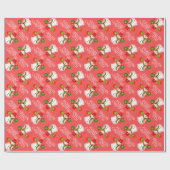 Schattigee sneeuwman op feestelijke rood of uw kle cadeaupapier (Vlak)