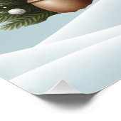 Schattigee sneeuwman op Noordpool met noorderlicht Perfect Poster (Hoek)