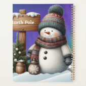 Schattigee sneeuwman op Noordpool met noorderlicht Planner (Achterkant)