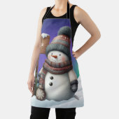 Schattigee sneeuwman op Noordpool met noorderlicht Schort (Insitu)