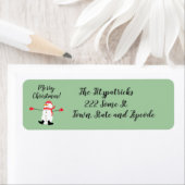 Schattigee Sneeuwman op Sage Green Merry Christmas Etiket (Insitu)