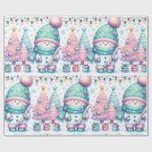 Schattigee sneeuwman pastel kerstmis op grote scha cadeaupapier (Vlak)