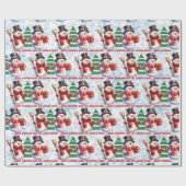 Schattigee Sneeuwman Personaliseer Tekst Kerst Gif Cadeaupapier (Vlak)