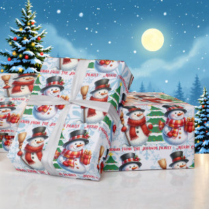 Schattigee Sneeuwman Personaliseer Tekst Kerst Gif Cadeaupapier