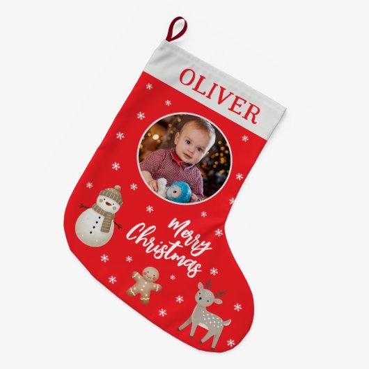 Schattigee Sneeuwman Rendier Gingerbread Sneeuwvlo Grote Kerstsok (Voorkant (Hangend))