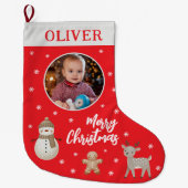 Schattigee Sneeuwman Rendier Gingerbread Sneeuwvlo Grote Kerstsok (Voorkant)