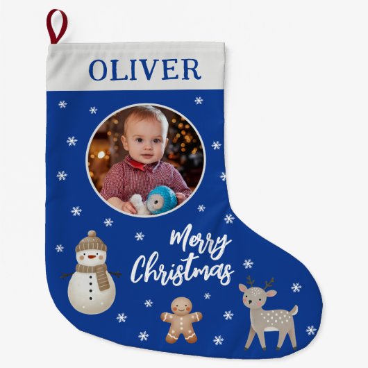 Schattigee Sneeuwman Rendier Gingerbread Sneeuwvlo Grote Kerstsok (Voorkant)