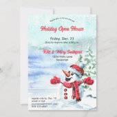 Schattigee sneeuwman rode vakantie open huis uitno kaart (Voorkant)