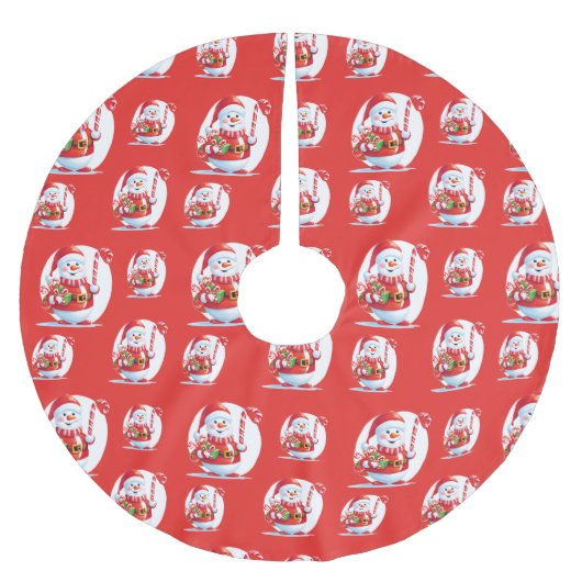 Schattigee Sneeuwman Santa Xmas Sweet Candy Cane P Kerstboom Rok (Voorkant)