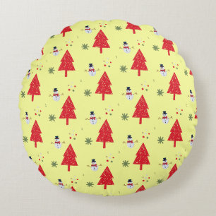 Schattigee sneeuwman Santa Xmas tree Naadloos patr Rond Kussen