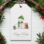 Schattigee sneeuwman script kerst cadeaulabel