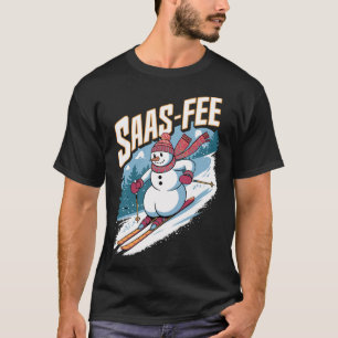 Schattigee sneeuwman skiën t-shirt