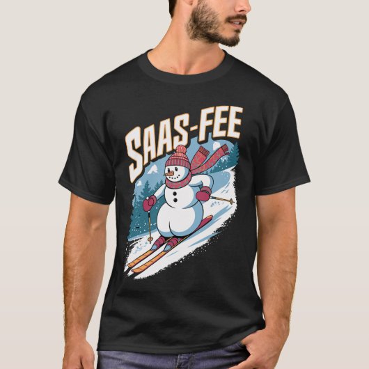 Schattigee sneeuwman skiën t-shirt (Voorkant)