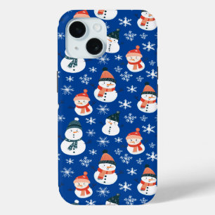 Schattigee Sneeuwman Sneeuwvlok Naadloze Patroon K iPhone 15 Case