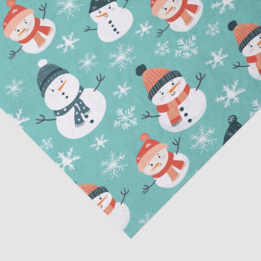 Schattigee Sneeuwman Sneeuwvlok Naadloze Patroon K Tissuepapier (Detail)