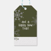 Schattigee Sneeuwman Sneeuwvlokken Vrolijk Kerstfe Cadeaulabel (Achterkant)