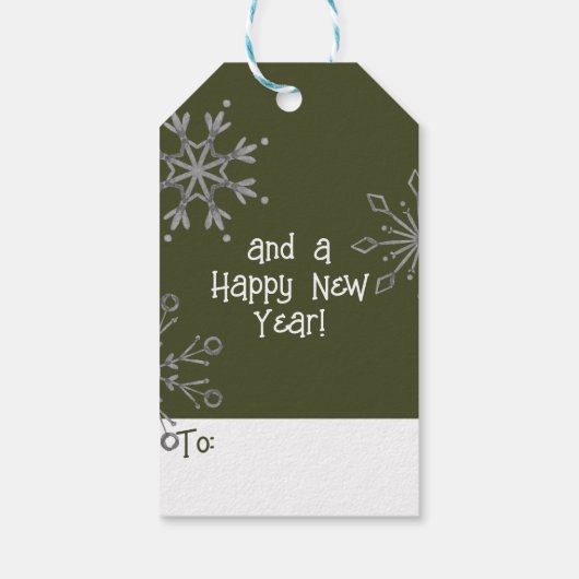 Schattigee Sneeuwman Sneeuwvlokken Vrolijk Kerstfe Cadeaulabel (Achterkant)