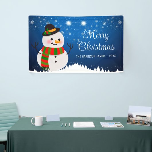 Schattigee Sneeuwman Snowy Night Christmas Spandoek (Beurs)