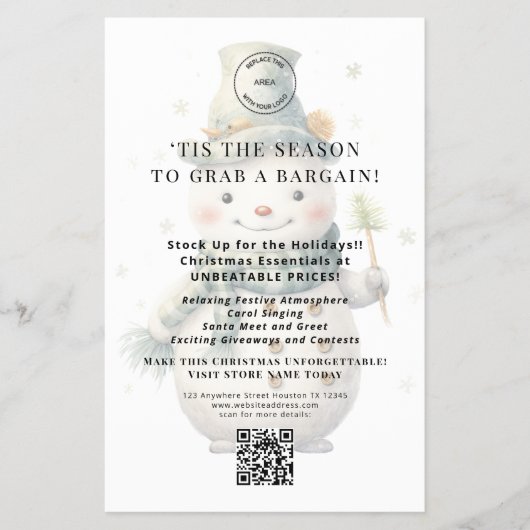 Schattigee Sneeuwman Store Kerstaanbiedingen QR-co Flyer (Voorkant)