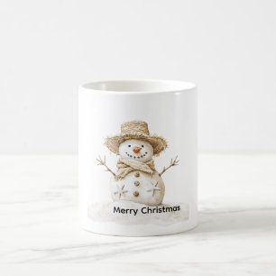 Schattigee Sneeuwman Straw Pet Beach Kerstmis Magische Mok