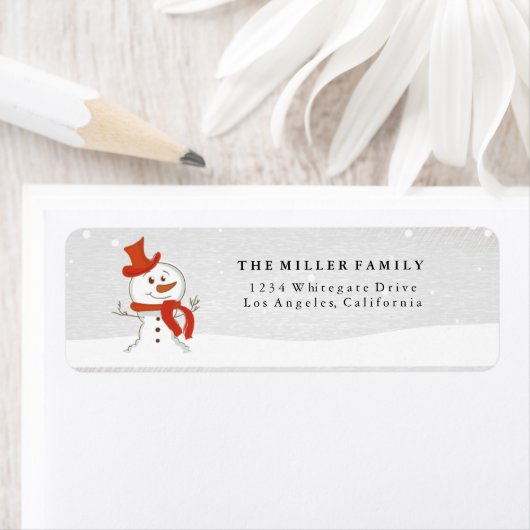 Schattigee Sneeuwman Vakantie/Kerst Adresetiketten Etiket (Insitu)