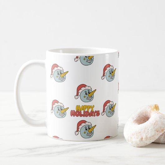 Schattigee sneeuwman vakantie Kerstmis Koffiemok (Met donut)