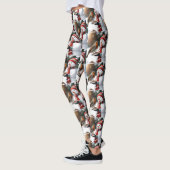 Schattigee sneeuwman voedt een kerstontwerp van Ro Leggings (Links)