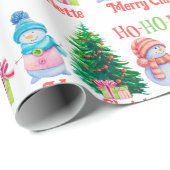 Schattigee Sneeuwman Voeg ontvangers Naam Kerst Cadeaupapier (Rol Hoek)