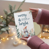 Schattigee sneeuwman vrolijk en helder feestdagenkaart