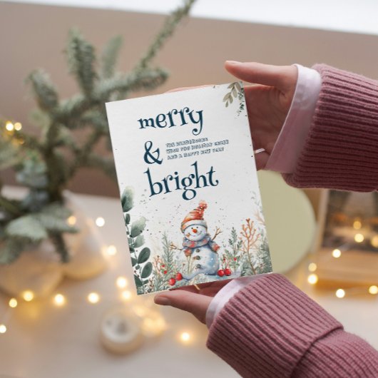 Schattigee sneeuwman vrolijk en helder feestdagenkaart