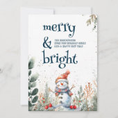 Schattigee sneeuwman vrolijk en helder feestdagenkaart (Voorkant)
