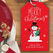 Schattigee Sneeuwman Vrolijk kerstcadeau Labels Cadeaulabel