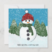 Schattigee sneeuwman | Vrolijk kerstfeest en geluk (Voorkant)