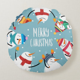 Schattigee sneeuwman Vrolijk Kerstfeest Feestelijk Rond Kussen
