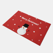 Schattigee sneeuwman Vrolijk Kerstfeest Wintervaka Deurmat (Schuin)