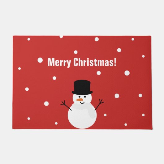 Schattigee sneeuwman Vrolijk Kerstfeest Wintervaka Deurmat (Voorkant)