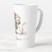 Schattigee Sneeuwman Waterverf Gepersonaliseerde K Latte Mok (Rechterhoek)