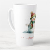 Schattigee Sneeuwman Waterverf Gepersonaliseerde K Latte Mok (Linkerhoek)