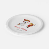 Schattigee Sneeuwman Winter Feestdagen Party Papieren Bordje (Gekanteld)