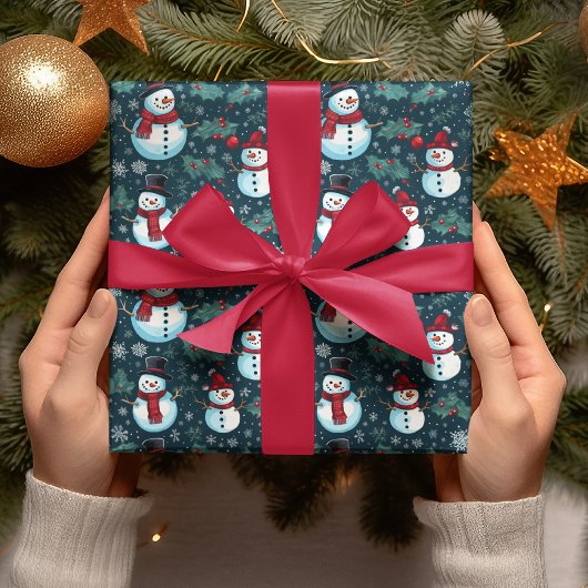 Schattigee Sneeuwman Winter Kerst Feestdagen Cadeaupapier