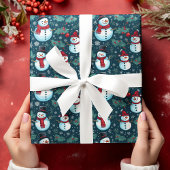 Schattigee Sneeuwman Winter Kerst Feestdagen Cadeaupapier