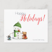 Schattigee Sneeuwman Winter Kerstvakantie Briefkaart (Voorkant)