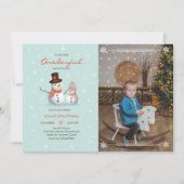 Schattigee Sneeuwman Winter Onederland Foto Verjaa Kaart (Voorkant)