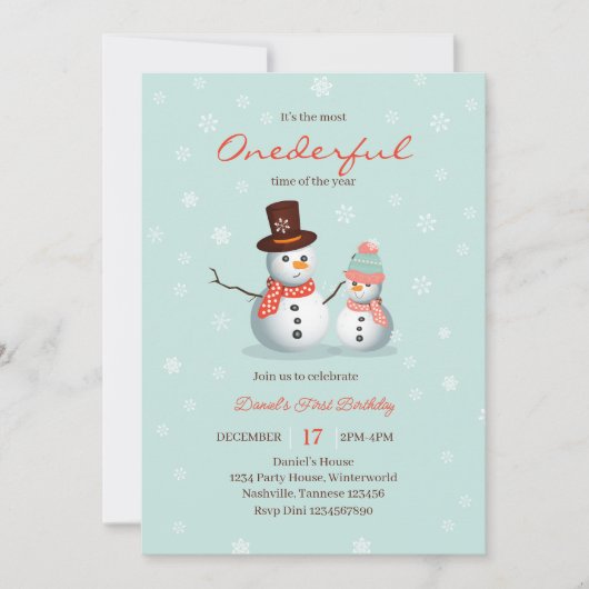 Schattigee Sneeuwman Winter Onederland Verjaardags Kaart (Voorkant)