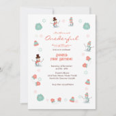 Schattigee Sneeuwman Winter Onederland Verjaardags Kaart (Voorkant)