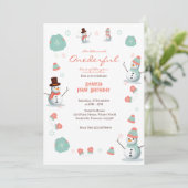 Schattigee Sneeuwman Winter Onederland Verjaardags Kaart (Staand voorkant)