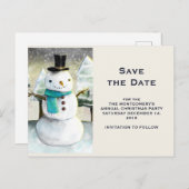 Schattigee Sneeuwman Winter Scène Kerstmis Save th Uitnodiging Briefkaart (Voorkant / Achterkant)