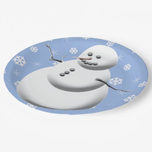 Schattigee Sneeuwman Winter Vakantie Sneeuwmannen Papieren Bordje (Gekanteld)
