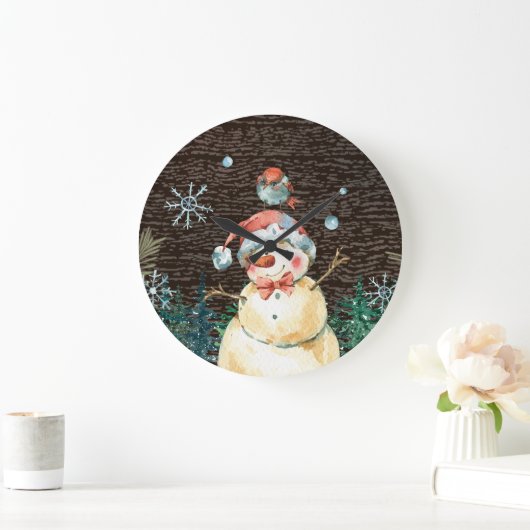 Schattigee Sneeuwman & Woodland Dieren Kerst Schat Grote Klok (Huis)